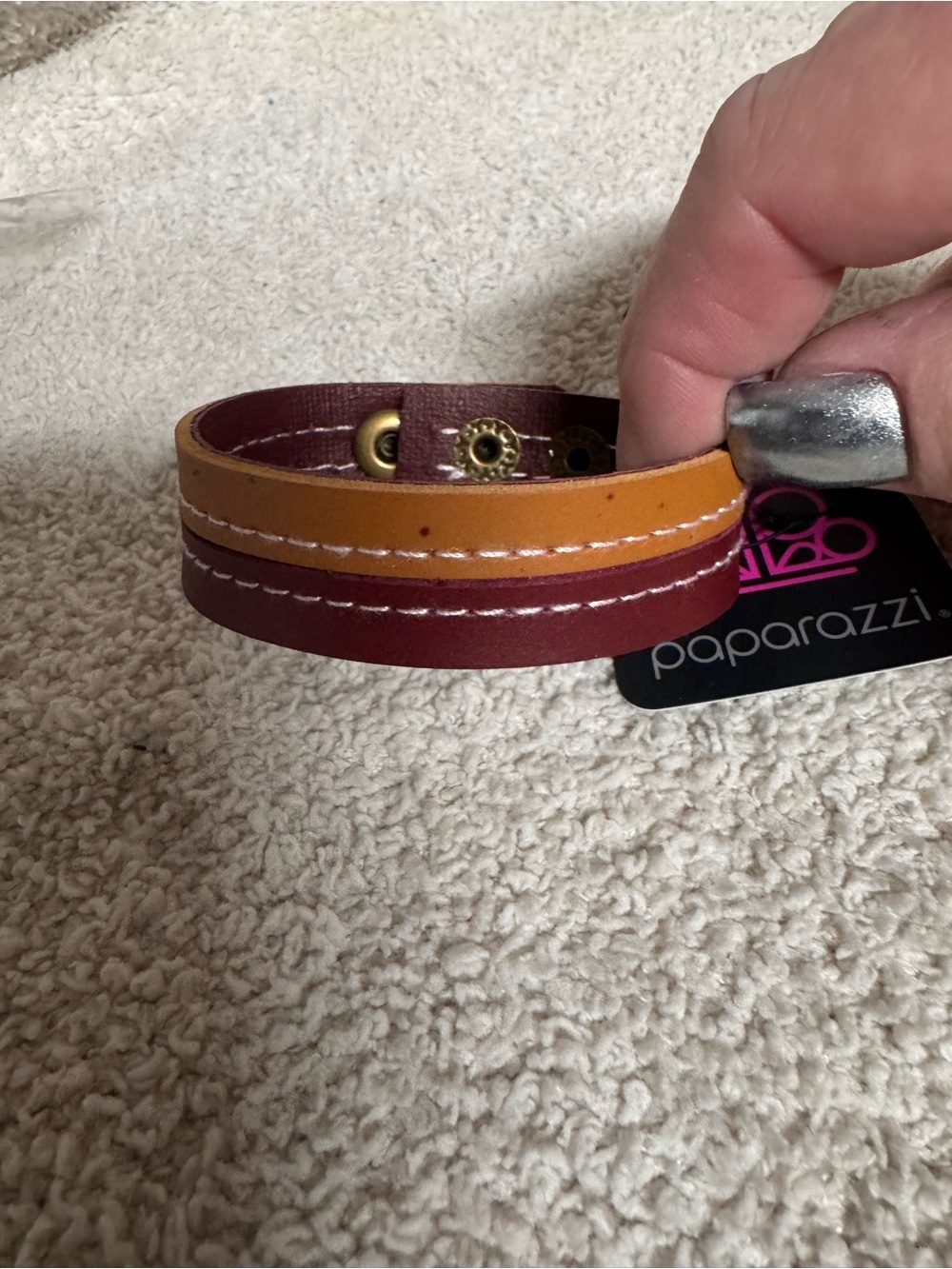 Paparazzi Mustard Yellow and Burgundy Layered Snap Bracelet
